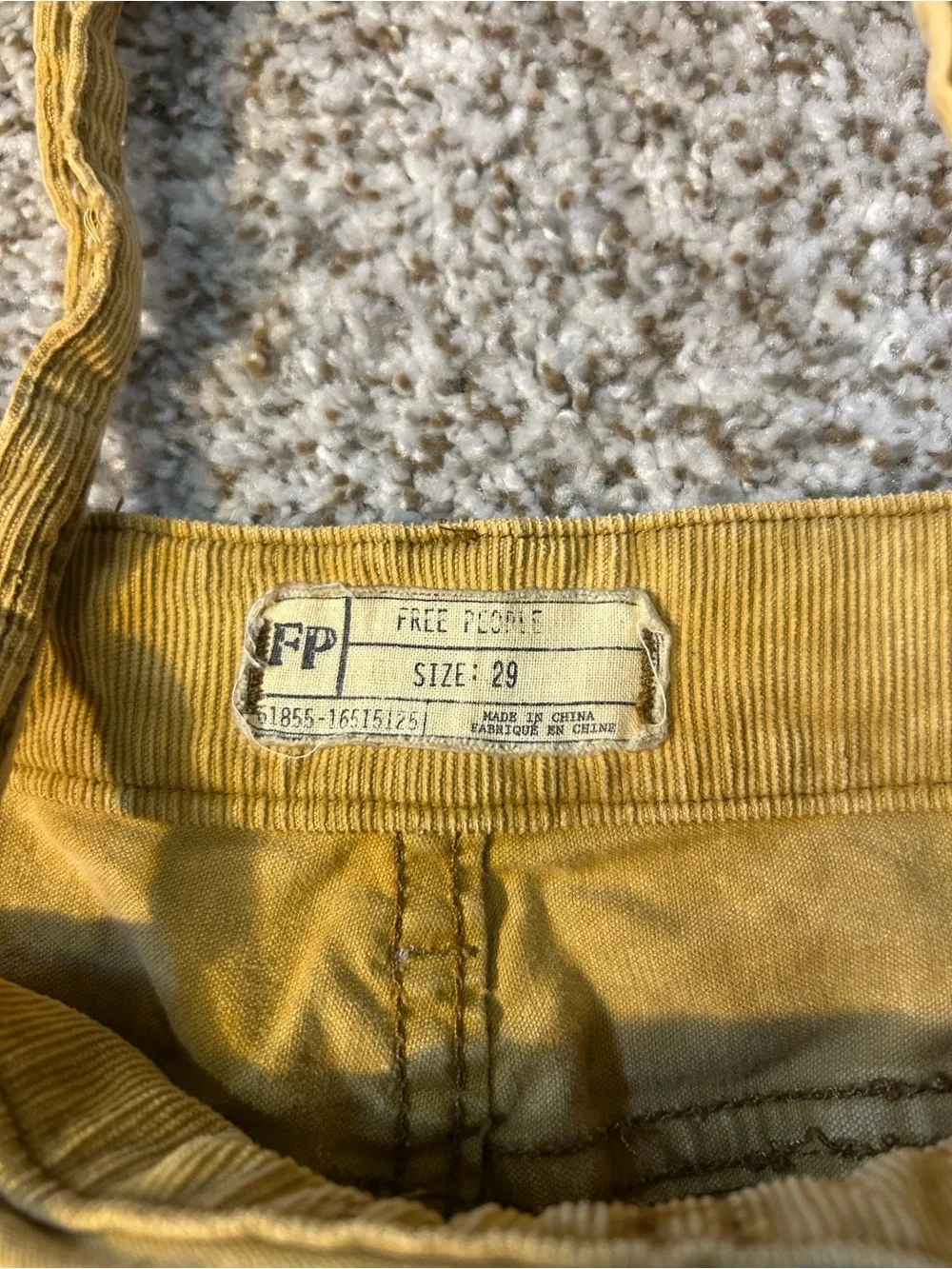 Free People Mustard Corduroy Distressed Overalls